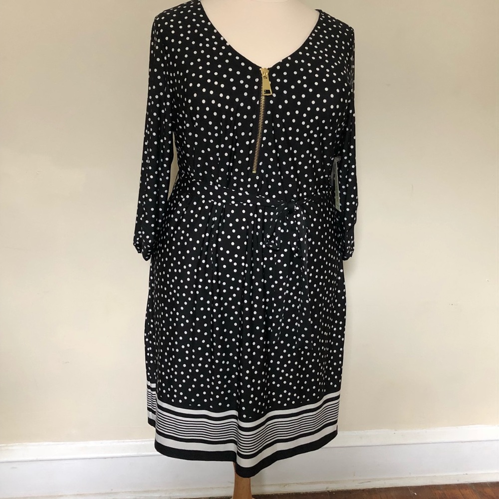 Plus Size Polka Dot Shift Dress w/ Belt
